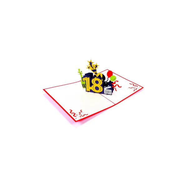 3D Přání -  18 (červená)