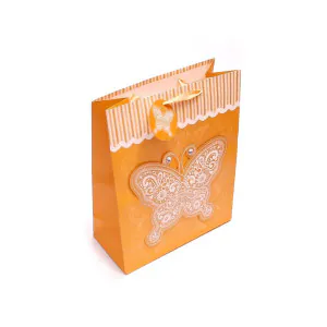 Dárková taška - Motýl s kamínky (oranžová)
