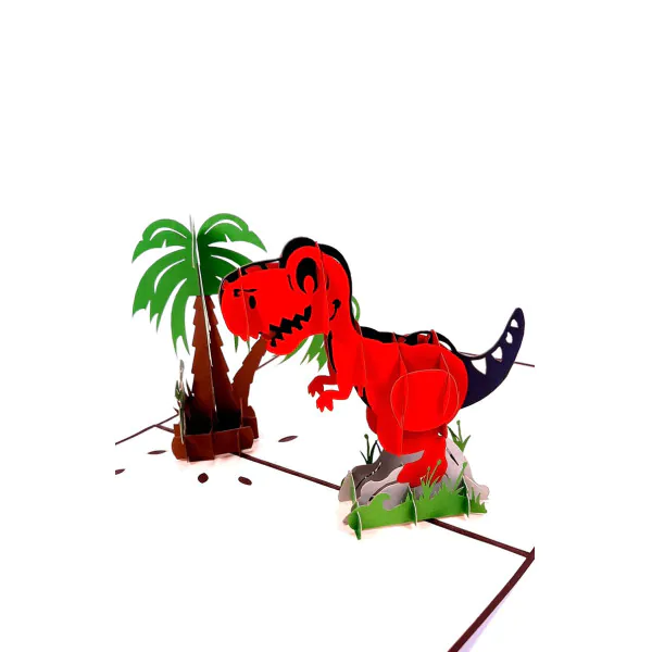 3D Přání -  Dinosaur a palma