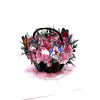 3D Přání -  Hortenzie s motýly - růžová