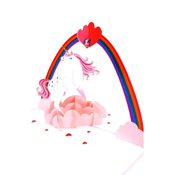3D Přání -  Jednorožec pod duhou