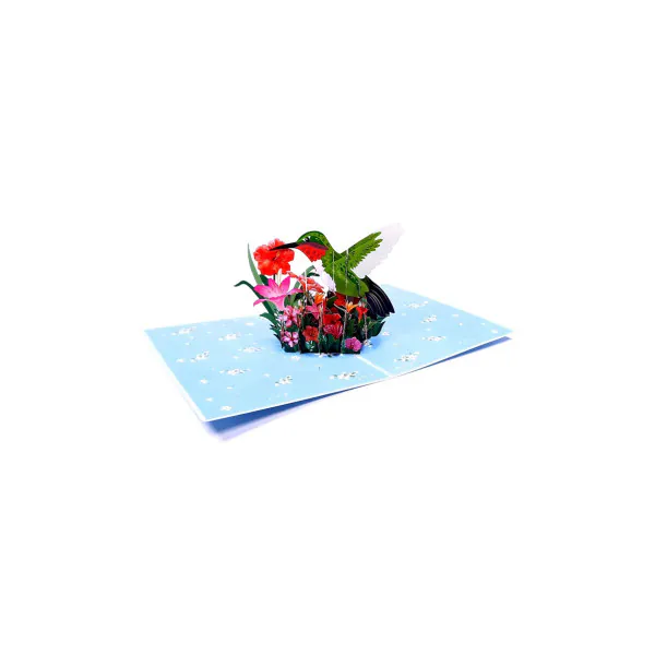 3D Přání -  Kolibřík a ibišek