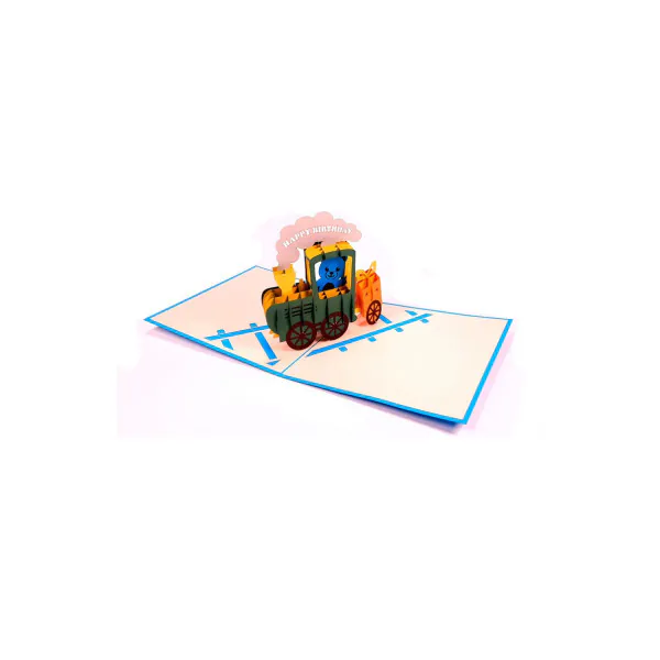 3D Přání -  Medvídek ve vláčku