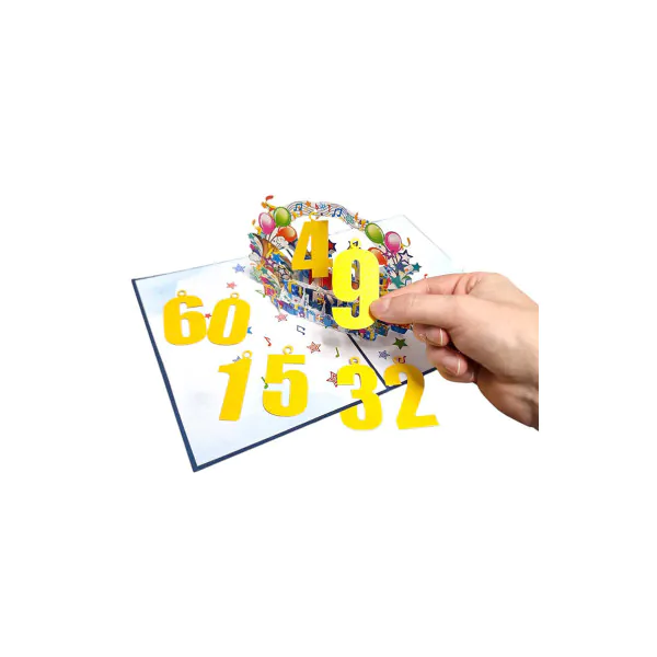 3D Přání -  Modré číslo (nastavitelné)