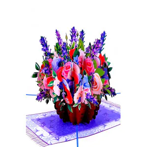 3D Přání -  Růže v květináči