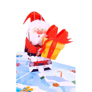 3D Přání -  Santa s dárečkem