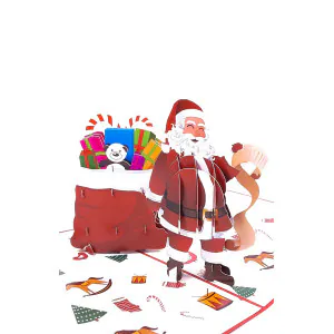 3D Přání -  Santa s pytlem dárků