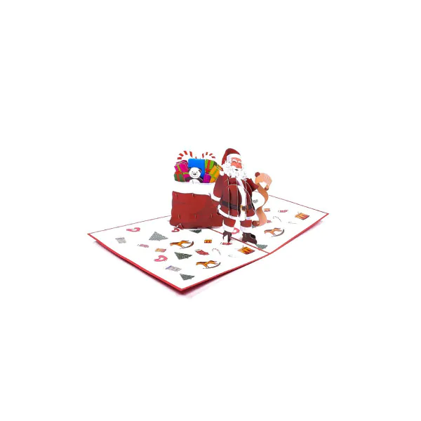 3D Přání -  Santa s pytlem dárků