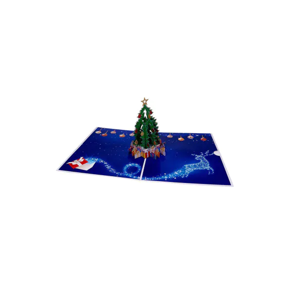 3D Přání - Vánoční stromeček se zlatou hvězdou